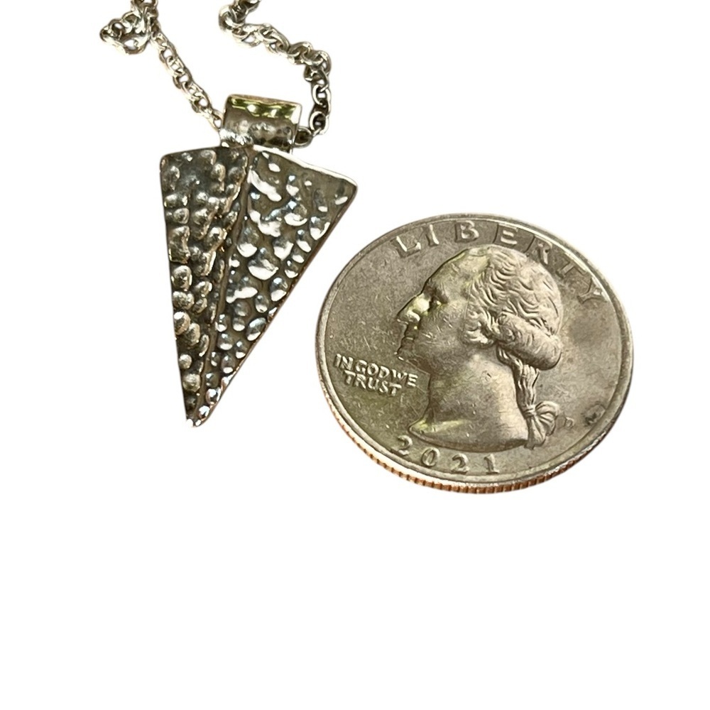 Silver Hammered Triangle Arrowhead Long Necklace … - image 6